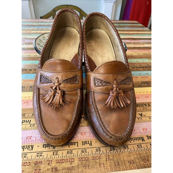 Footjoy Classics Men Loafer Sz 11 C Brown Leather Tassels Vintage Dress Shoe - Picture 2 of 13